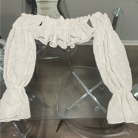 SHEIN Tops - SHEIN Cream Off-Shoulder Ruffle Top